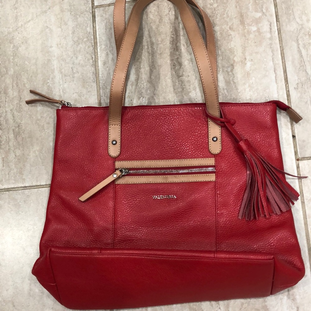 Valentina red Genuine Leather Handbag